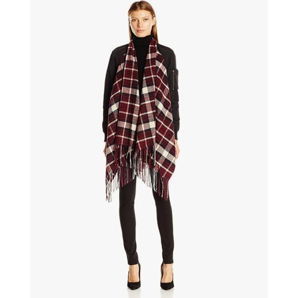 French Connection Maya Plaid Drape Open Front Jacket Size Small - Picture 1 of 10
